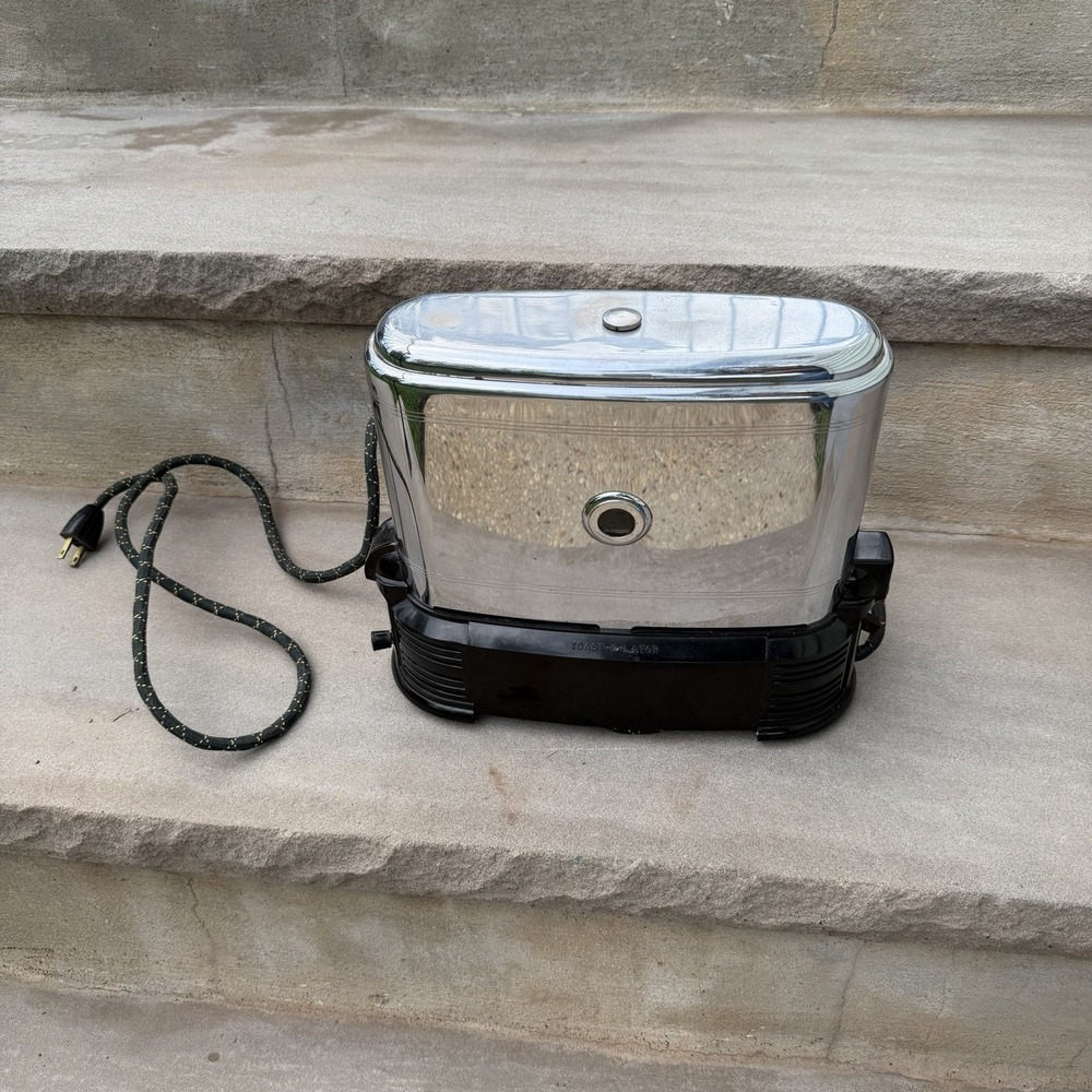 Toast-O-Lator Model J Vintage Chrome Bakelite Electric Walking Toaster Works!